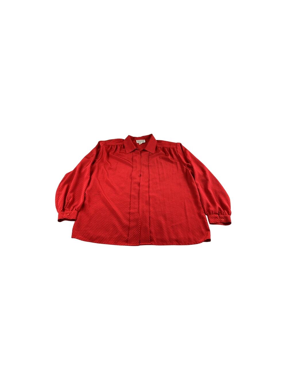 VTG Impressions of California Size 40 Red Black Diamond Pattern Button Up Blouse